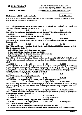 Đề thi thử THPT Quốc gia môn Hóa học năm 2017 - Mã đề 357 - Sở GD & ĐT Hà Nội